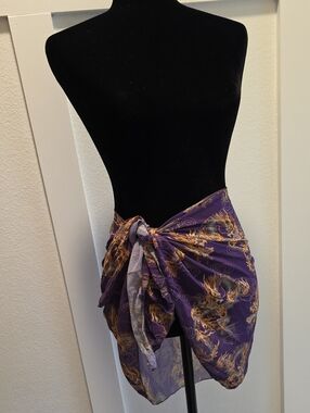 SHEIN Purple Dragon-Print Swim Sarong